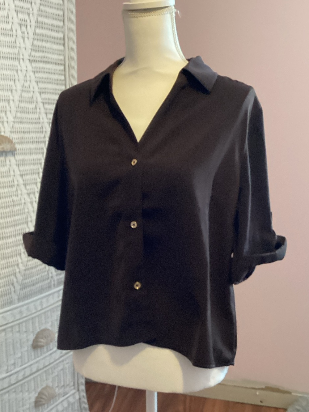 MICHAEL Michael Kors Black Short-Sleeve Button-Front Shirt